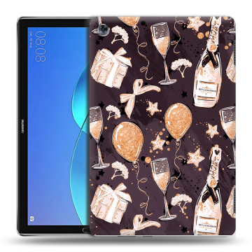 Силиконовый чехол на Huawei MediaPad M5 Lite с принтом Новый год
