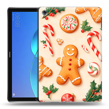 Силиконовый чехол на Huawei MediaPad M5 Lite с принтом Новый год