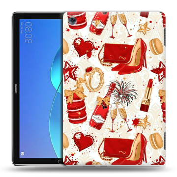 Силиконовый чехол на Huawei MediaPad M5 Lite с принтом Новый год