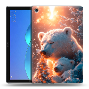 Силиконовый чехол на Huawei MediaPad M5 Lite с принтом Новый год
