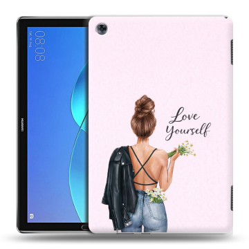 Силиконовый чехол на Huawei MediaPad M5 Lite с принтом женский