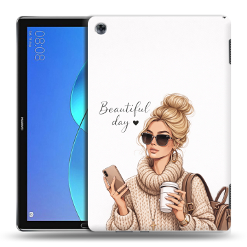 Силиконовый чехол на Huawei MediaPad M5 Lite с принтом женский
