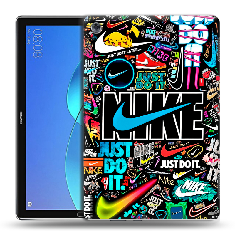 Силиконовый чехол на Huawei MediaPad M5 Lite с принтом найк nike черный Силиконовый чехол на Huawei MediaPad M5 Lite с принтом найк nike черный