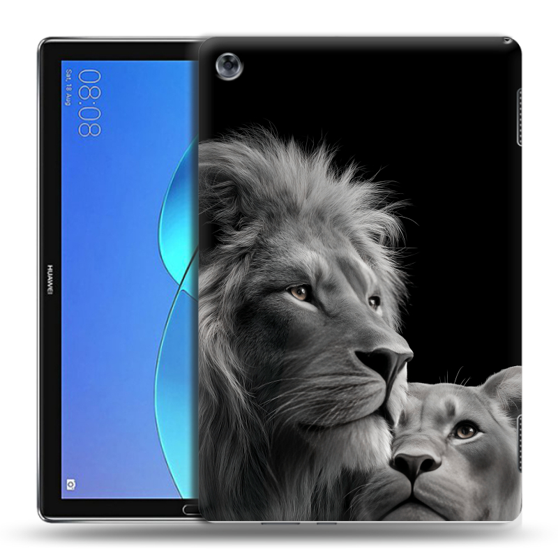 Силиконовый чехол на Huawei MediaPad M5 Lite с принтом Лев кошки Силиконовый чехол на Huawei MediaPad M5 Lite с принтом Лев кошки