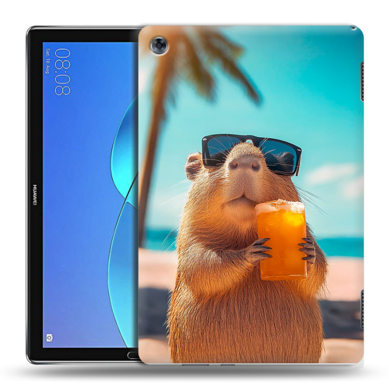 Силиконовый чехол на Huawei MediaPad M5 Lite с принтом Капибара Силиконовый чехол на Huawei MediaPad M5 Lite с принтом Капибара
