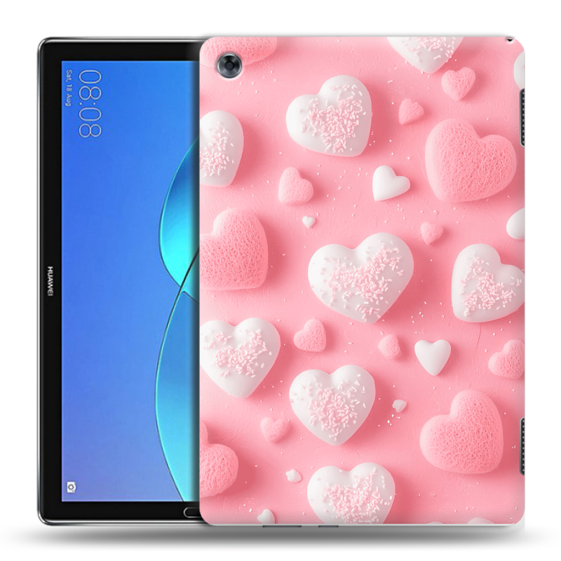 Силиконовый чехол на Huawei MediaPad M5 Lite с принтом Сердечки Силиконовый чехол на Huawei MediaPad M5 Lite с принтом Сердечки