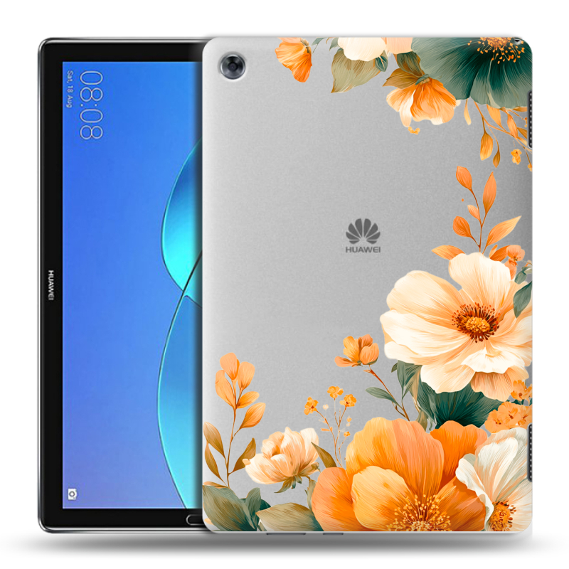 Силиконовый чехол на Huawei MediaPad M5 Lite с принтом Цветы принт Силиконовый чехол на Huawei MediaPad M5 Lite с принтом Цветы принт