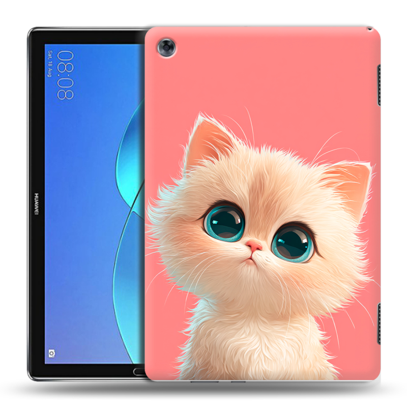 Силиконовый чехол на Huawei MediaPad M5 Lite с принтом Розовый котенок Силиконовый чехол на Huawei MediaPad M5 Lite с принтом Розовый котенок