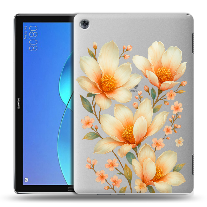 Силиконовый чехол на Huawei MediaPad M5 Lite с принтом Цветы Силиконовый чехол на Huawei MediaPad M5 Lite с принтом Цветы