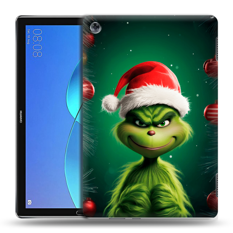 Силиконовый чехол на Huawei MediaPad M5 Lite с принтом Гринч Новый год Рождество Силиконовый чехол на Huawei MediaPad M5 Lite с принтом Гринч Новый год Рождество