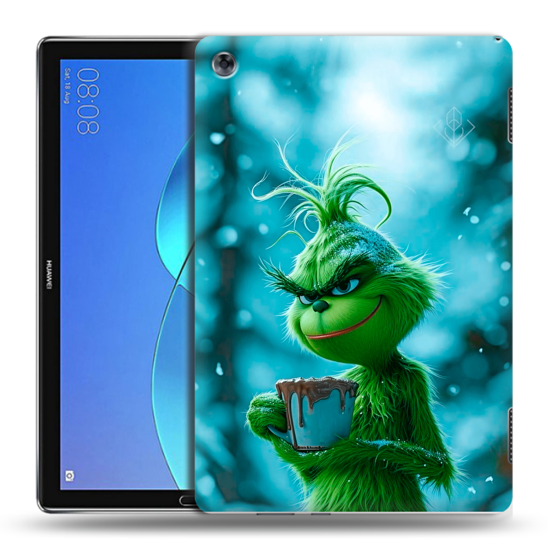 Силиконовый чехол на планшета Huawei MediaPad M5 Lite с принтом Новый год гринч Силиконовый чехол на планшета Huawei MediaPad M5 Lite с принтом Новый год гринч