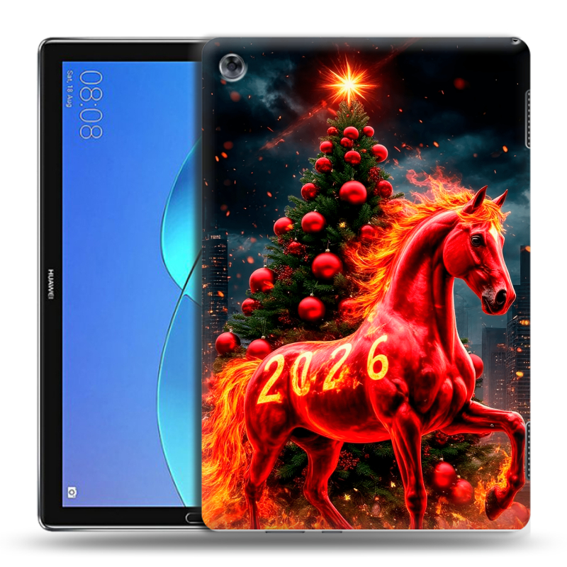 Силиконовый чехол на Huawei MediaPad M5 Lite с принтом Новый год Силиконовый чехол на Huawei MediaPad M5 Lite с принтом Новый год