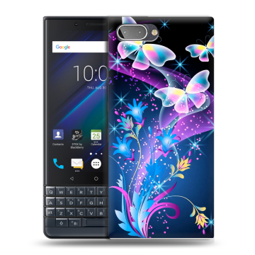 Пластиковый чехол на BlackBerry KEY2 LE с принтом Бабочки