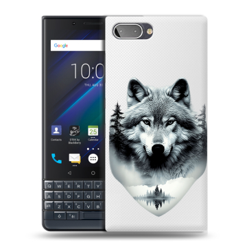 Пластиковый чехол на BlackBerry KEY2 LE с принтом Волк в лесу Пластиковый чехол на BlackBerry KEY2 LE с принтом Волк в лесу