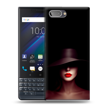 Пластиковый чехол на BlackBerry KEY2 LE с принтом Девушка в шляпе