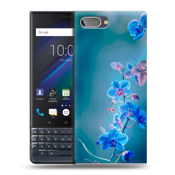 Пластиковый чехол на BlackBerry KEY2 LE с принтом Голубые цветы