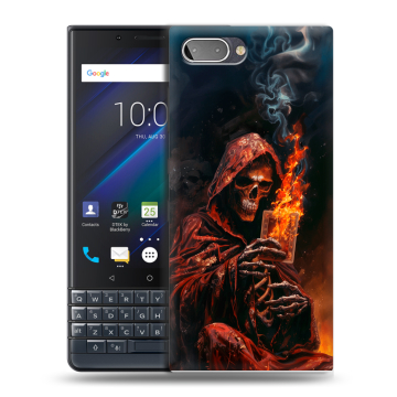 Пластиковый чехол на BlackBerry KEY2 LE с принтом Скелет и карты