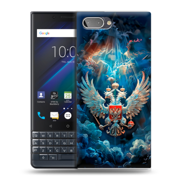 Пластиковый чехол на BlackBerry KEY2 LE с принтом Герб флаг России