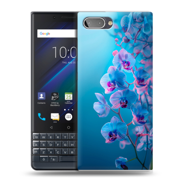 Пластиковый чехол на BlackBerry KEY2 LE с принтом голубые орхидеи