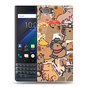 Пластиковый чехол на BlackBerry KEY2 LE с принтом капибара Пластиковый чехол на BlackBerry KEY2 LE с принтом капибара
