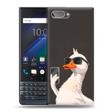 Пластиковый чехол на BlackBerry KEY2 LE с принтом утка в очках