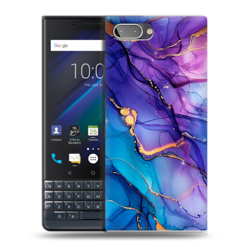 Пластиковый чехол на BlackBerry KEY2 LE с принтом синий мрамор Пластиковый чехол на BlackBerry KEY2 LE с принтом синий мрамор
