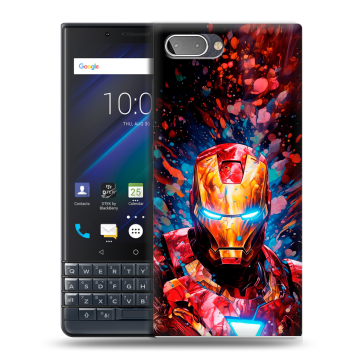 Пластиковый чехол на BlackBerry KEY2 LE с принтом Железный человек Ironman