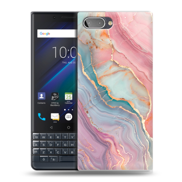 Пластиковый чехол на BlackBerry KEY2 LE с принтом розовый мрамор