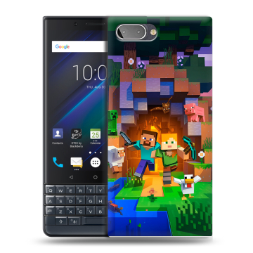 Пластиковый чехол на BlackBerry KEY2 LE с принтом Майнкрафт Minecraft