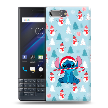 Пластиковый чехол на BlackBerry KEY2 LE с принтом Стич Новый год