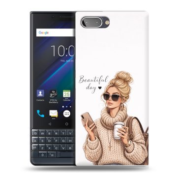Пластиковый чехол на BlackBerry KEY2 LE с принтом женский