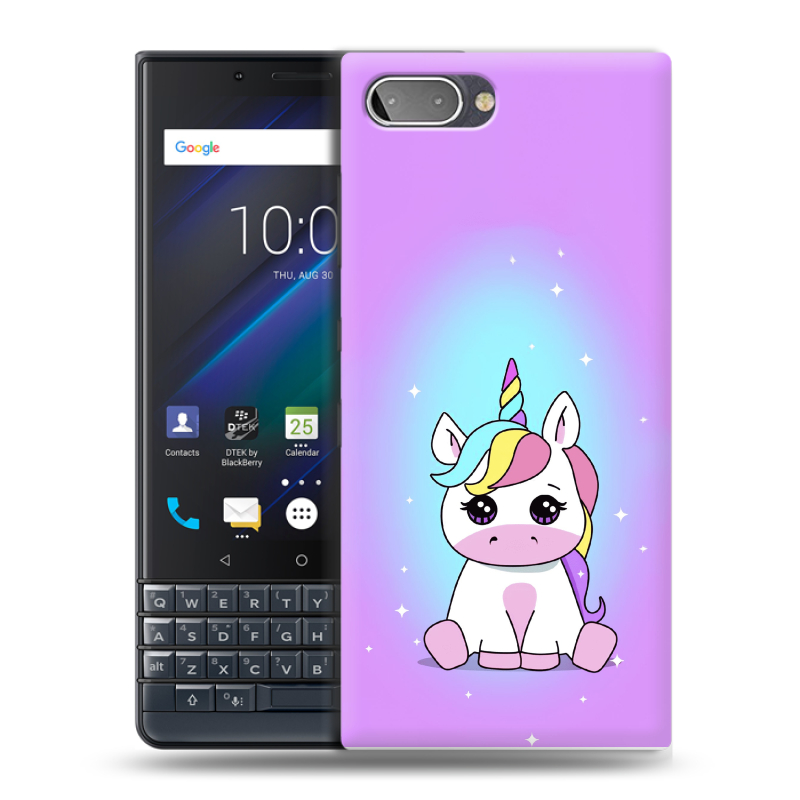 Пластиковый чехол на BlackBerry KEY2 LE с принтом Единорог Пластиковый чехол на BlackBerry KEY2 LE с принтом Единорог