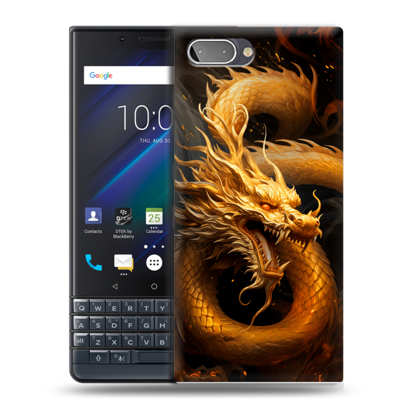 Пластиковый чехол на BlackBerry KEY2 LE с принтом Золотой дракон Пластиковый чехол на BlackBerry KEY2 LE с принтом Золотой дракон