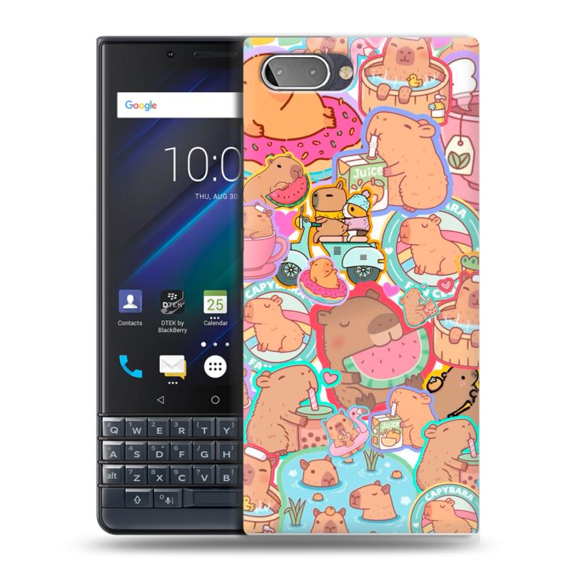 Пластиковый чехол на BlackBerry KEY2 LE с принтом капибары Пластиковый чехол на BlackBerry KEY2 LE с принтом капибары