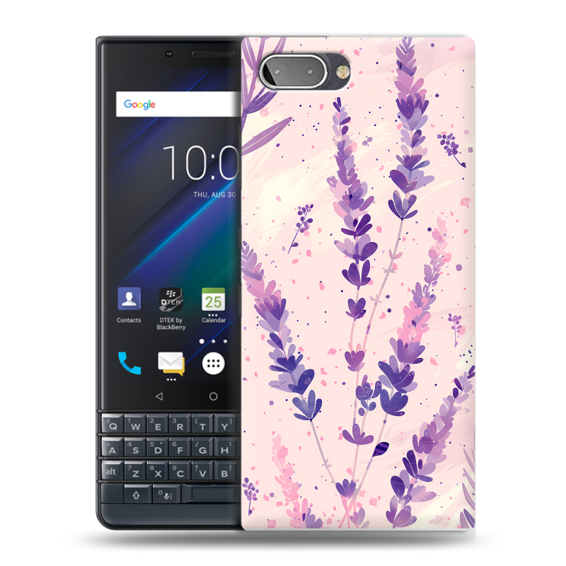 Пластиковый чехол на BlackBerry KEY2 LE с принтом цветы лаванда Пластиковый чехол на BlackBerry KEY2 LE с принтом цветы лаванда