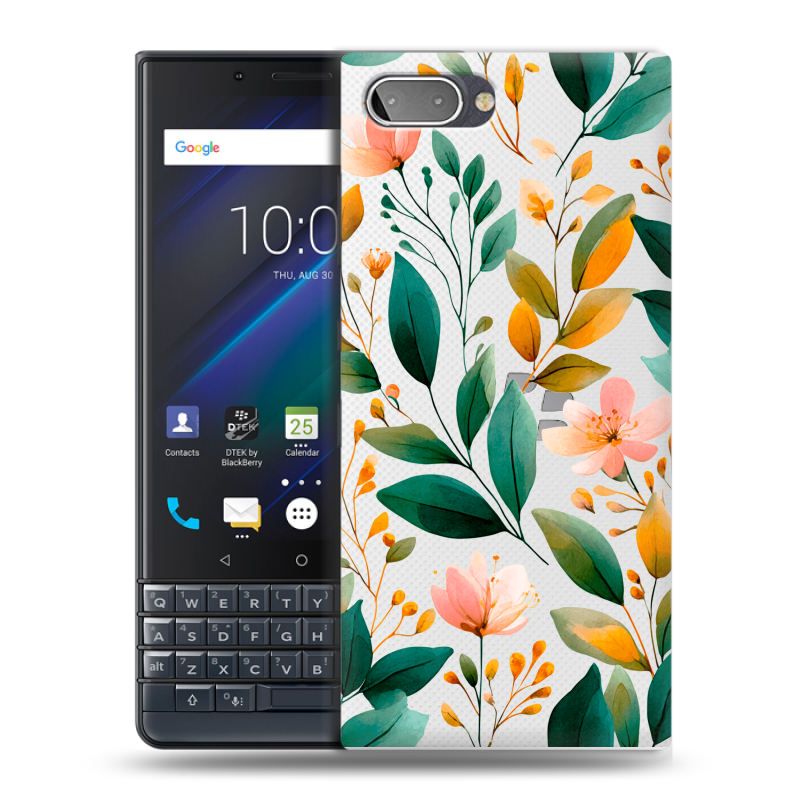 Пластиковый чехол на BlackBerry KEY2 LE с принтом Цветы паттерн Пластиковый чехол на BlackBerry KEY2 LE с принтом Цветы паттерн