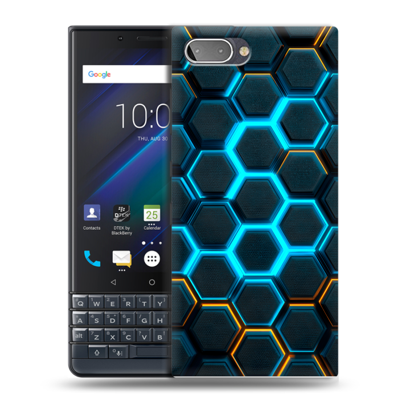 Пластиковый чехол на BlackBerry KEY2 LE с принтом Неоновые соты Пластиковый чехол на BlackBerry KEY2 LE с принтом Неоновые соты