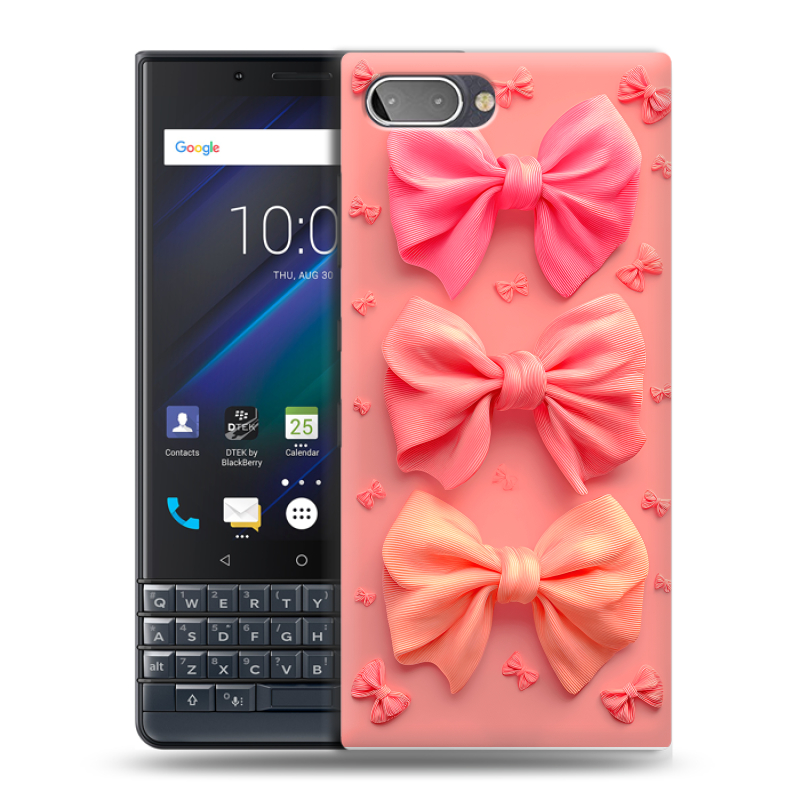 Пластиковый чехол на BlackBerry KEY2 LE с принтом Розовые бантики Пластиковый чехол на BlackBerry KEY2 LE с принтом Розовые бантики