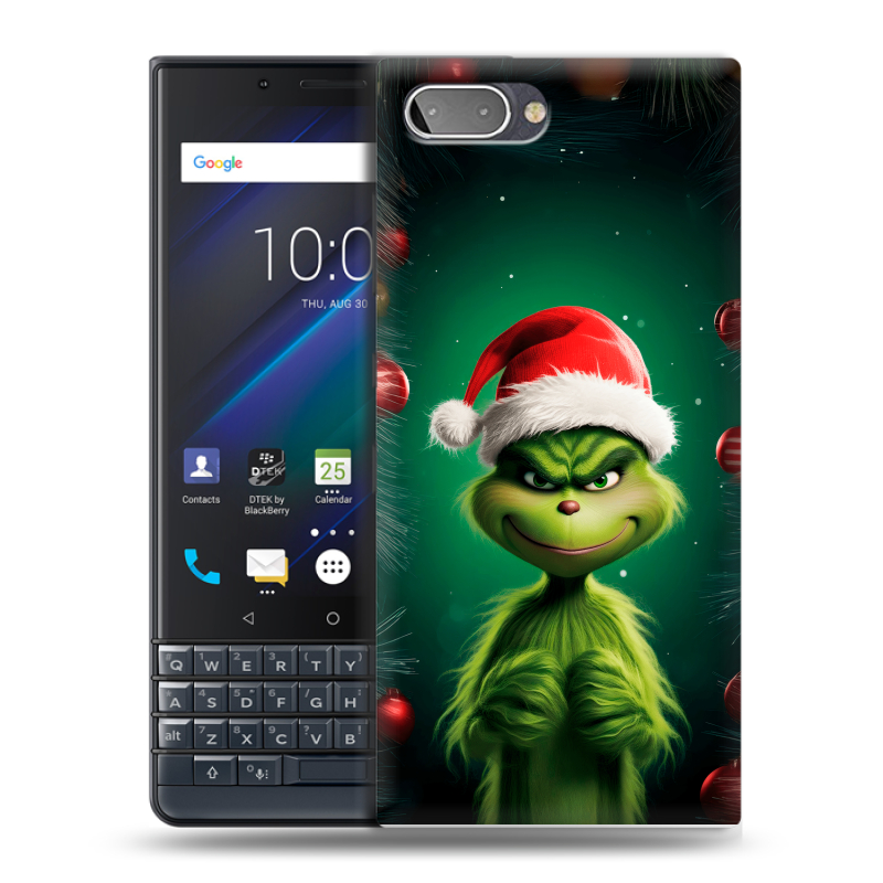 Пластиковый чехол на BlackBerry KEY2 LE с принтом Гринч Новый год Рождество Пластиковый чехол на BlackBerry KEY2 LE с принтом Гринч Новый год Рождество