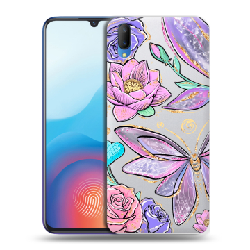 Пластиковый чехол на Vivo V11 с принтом Бабочки и цветы