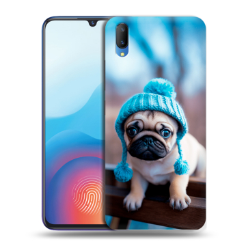 Пластиковый чехол на Vivo V11 с принтом Мопс в шапке