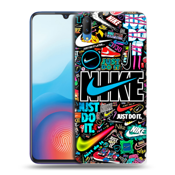Пластиковый чехол на Vivo V11 с принтом найк nike черный