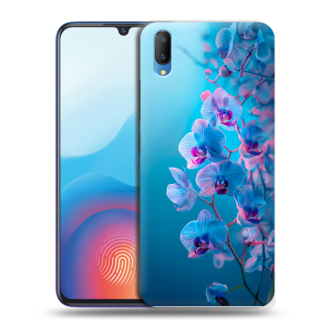 Пластиковый чехол на Vivo V11 с принтом голубые орхидеи