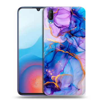 Пластиковый чехол на Vivo V11 с принтом синий мрамор
