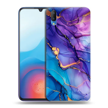 Пластиковый чехол на Vivo V11 с принтом синий мрамор