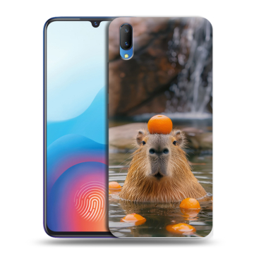 Пластиковый чехол на Vivo V11 с принтом Капибара с апельсином