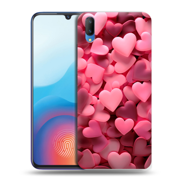 Пластиковый чехол на Vivo V11 с принтом розовые сердечки