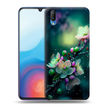 Пластиковый чехол на Vivo V11 с принтом Цветы и мрамор Пластиковый чехол на Vivo V11 с принтом Цветы и мрамор