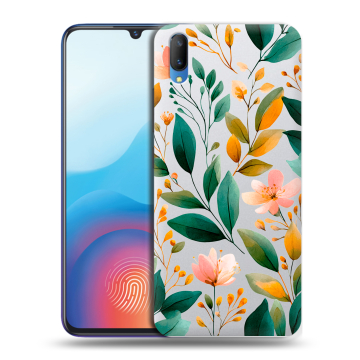 Пластиковый чехол на Vivo V11 с принтом Цветы паттерн
