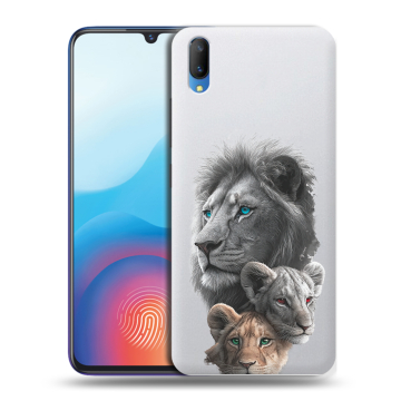 Пластиковый чехол на Vivo V11 с принтом Львы